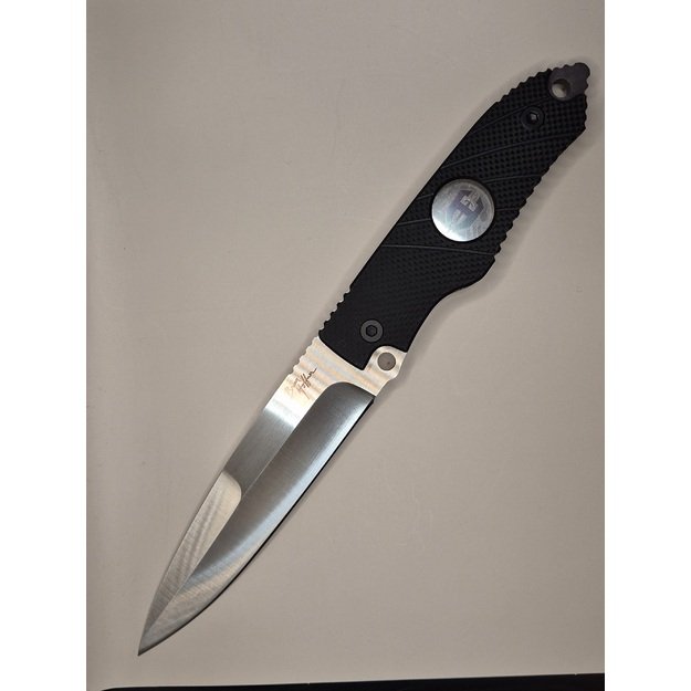 HAND SPEAR-FLATLINE BLACK GRIPS/ SILVER SMOOTH BLADE