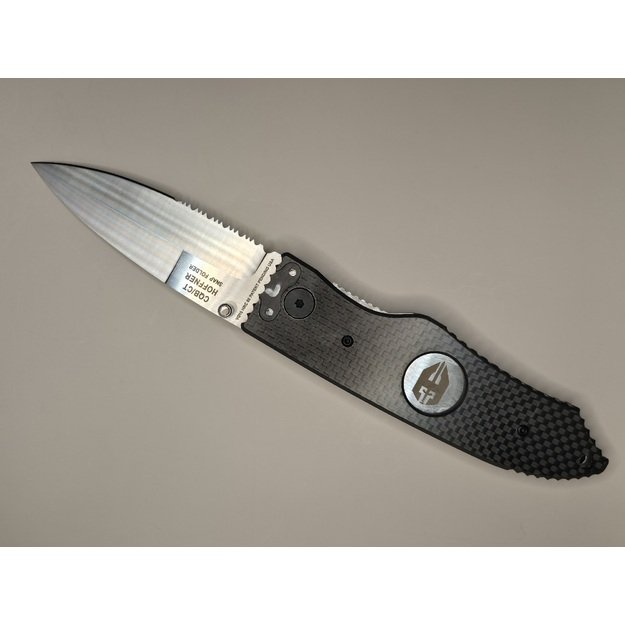 "3.5"" Folding Knife - Silver Combo Blade/ Carbon Fiber 3D Grips"