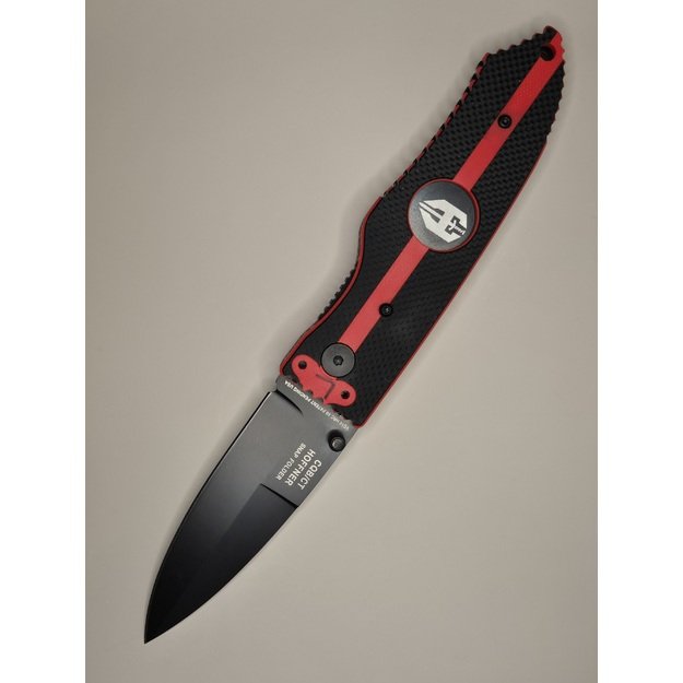 3.5 Hoffner "SNAP" Black Smooth Blade/ Thin Red Line Grips 1