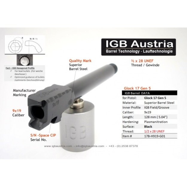 Sriegtas vamzdis Glock 17 GEN5 9x19