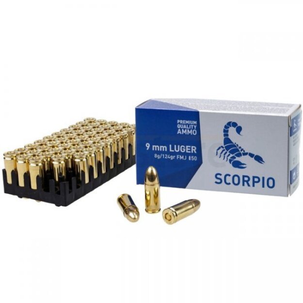 9x19mm Luger, STV SCORPIO 124gr nuo 0,24 Eur/vnt