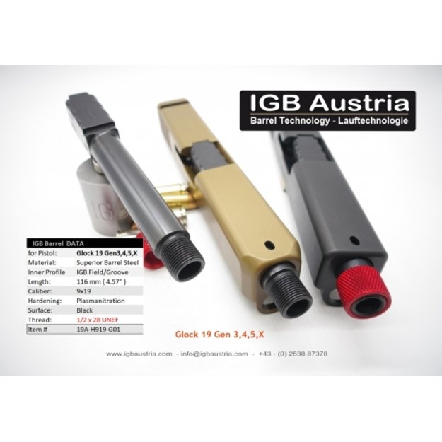 Sriegtas vamzdis Glock 19 GEN3,4,5,X  9x19 2