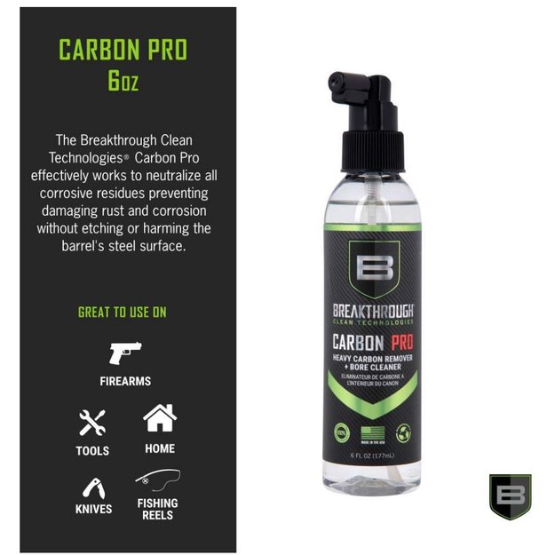 Breakthrough Clean Heavy Carbon Remover - Gun Barrel and Bore Cleaner - All Purpose Degreaser - 6oz Bottle, Clear