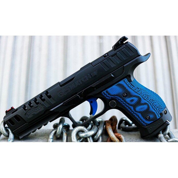 LOK GRIPS Walther Q5 | Q4 Match SF Thin Checkered Blue Black